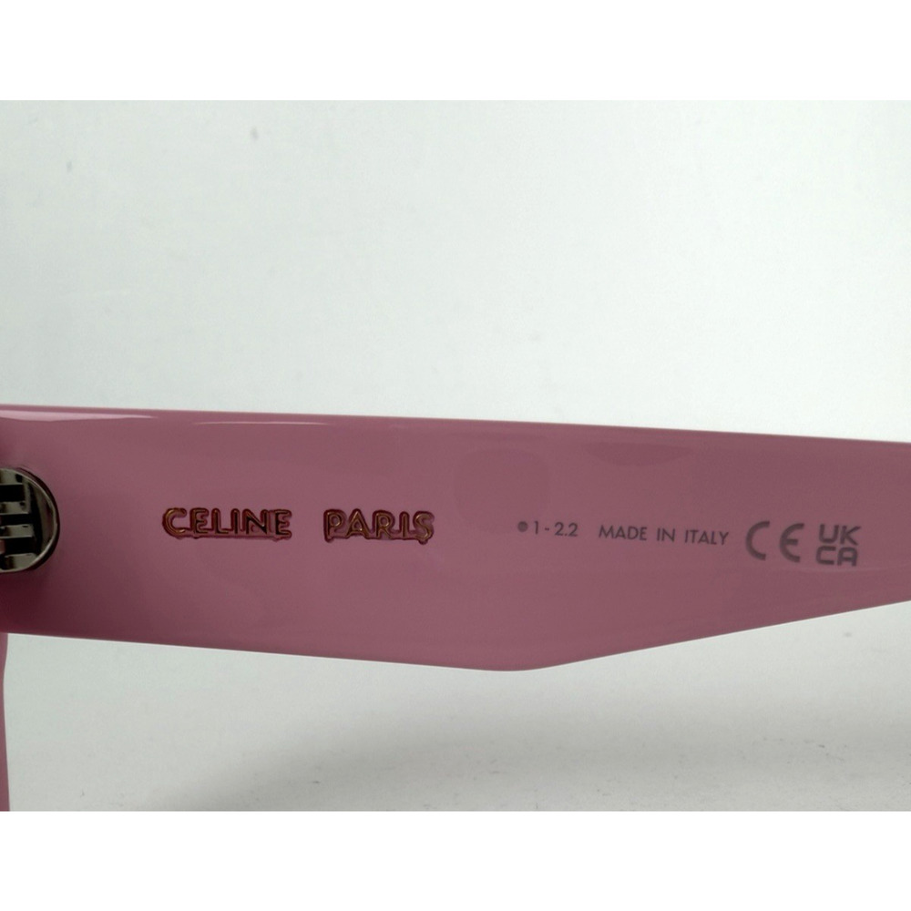 Celine Monochroms Rectangular Sunglasses in Glossy Pink Acetate Frame - Picture 8 of 9